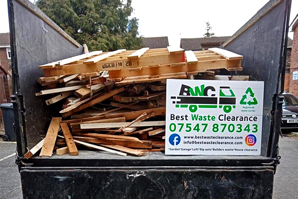 Wood based waste loaded into the truck.